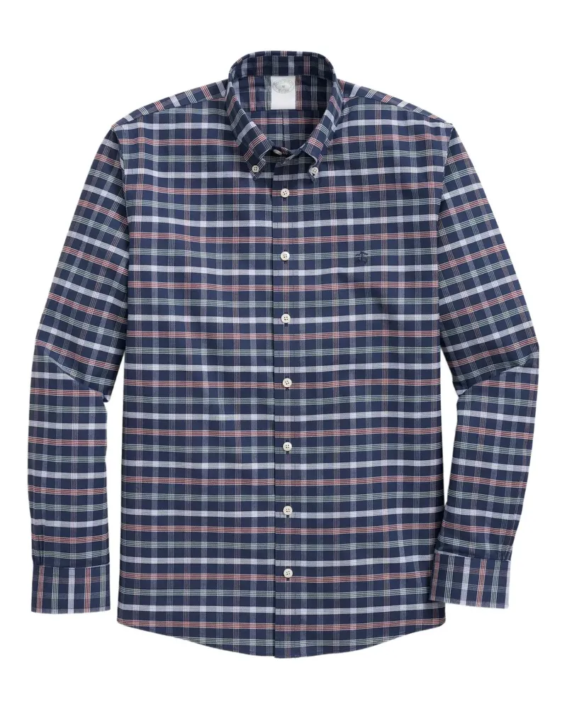 Brooks Brothers Kariertes Hemd mit Button-down-Kragen - Blau Blau