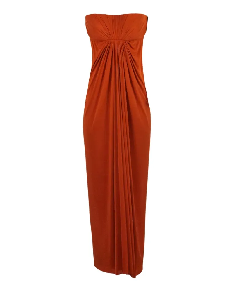 Alberta Ferretti draped strapless dress - Orange Orange