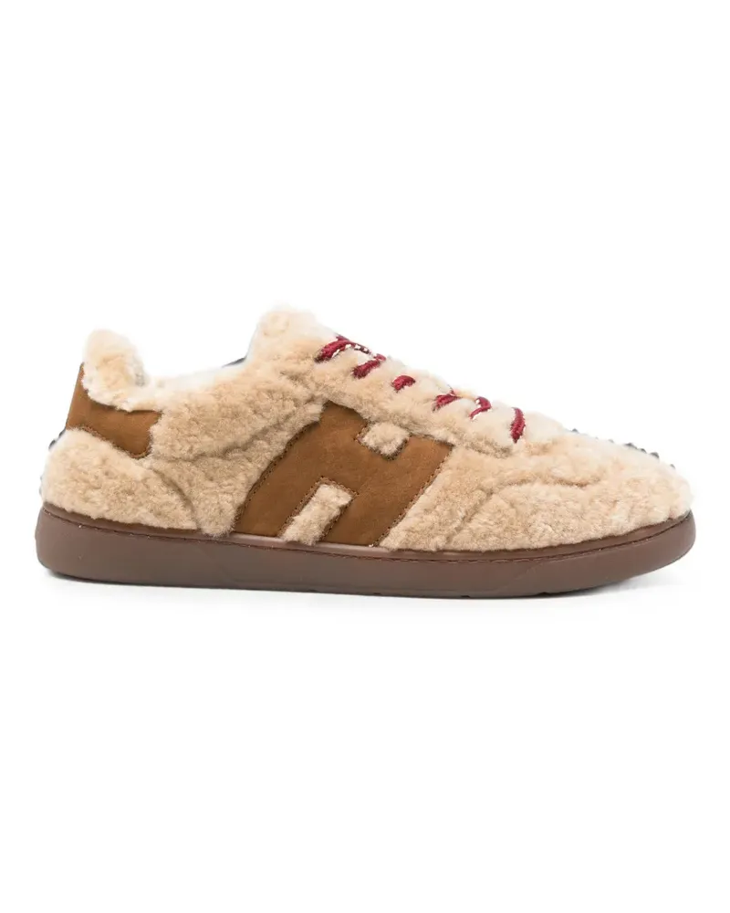 Hogan shearling H-logo sneakers - Nude Nude