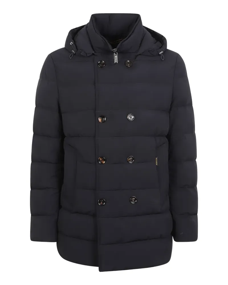 MOORER double-breasted hooded coat - Blau Blau