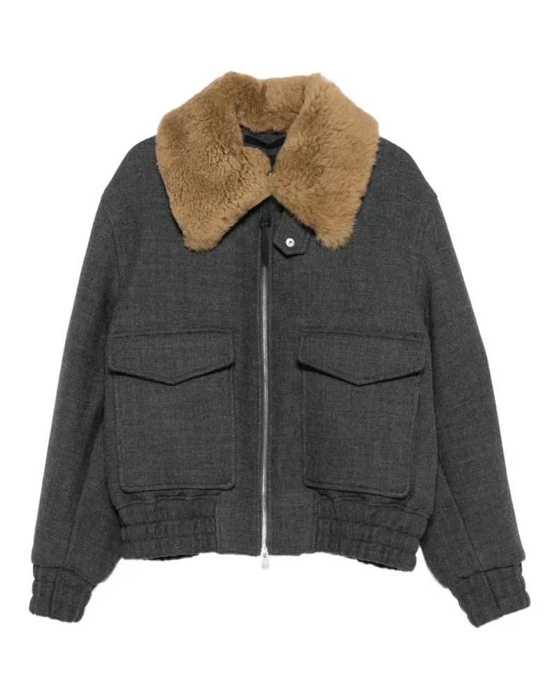 AMI Paris Jacke mit Shearling-Kragen - Grau Grau