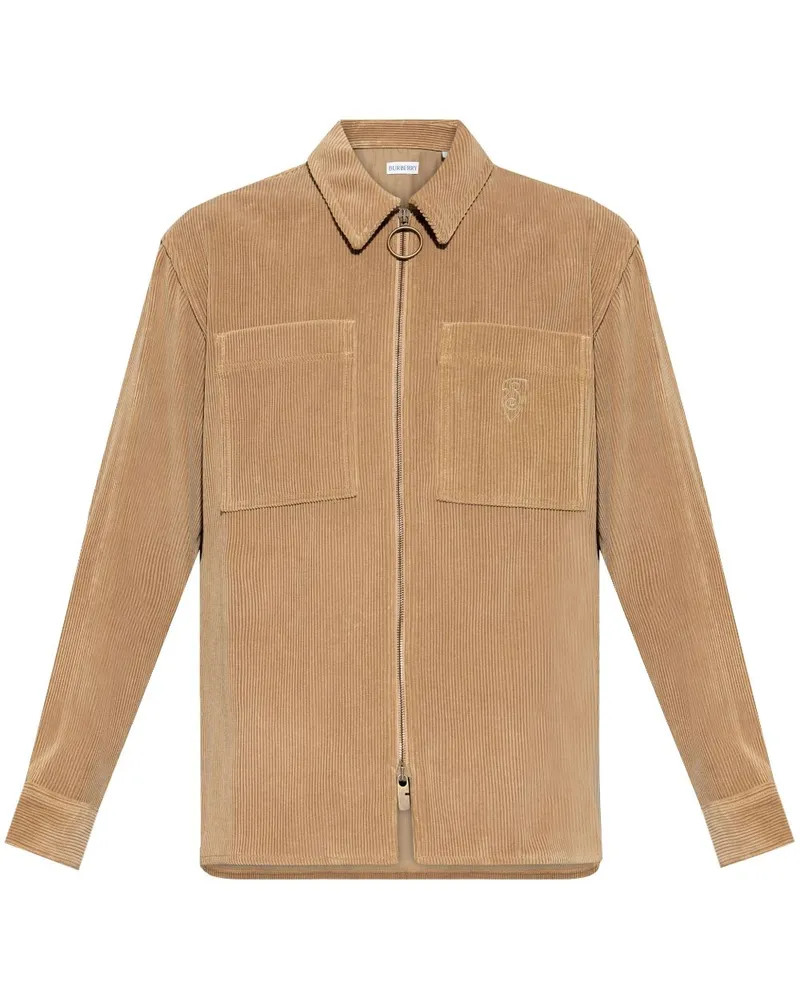 Burberry Hemdjacke aus Cord mit Logo-Stickerei - Braun Braun