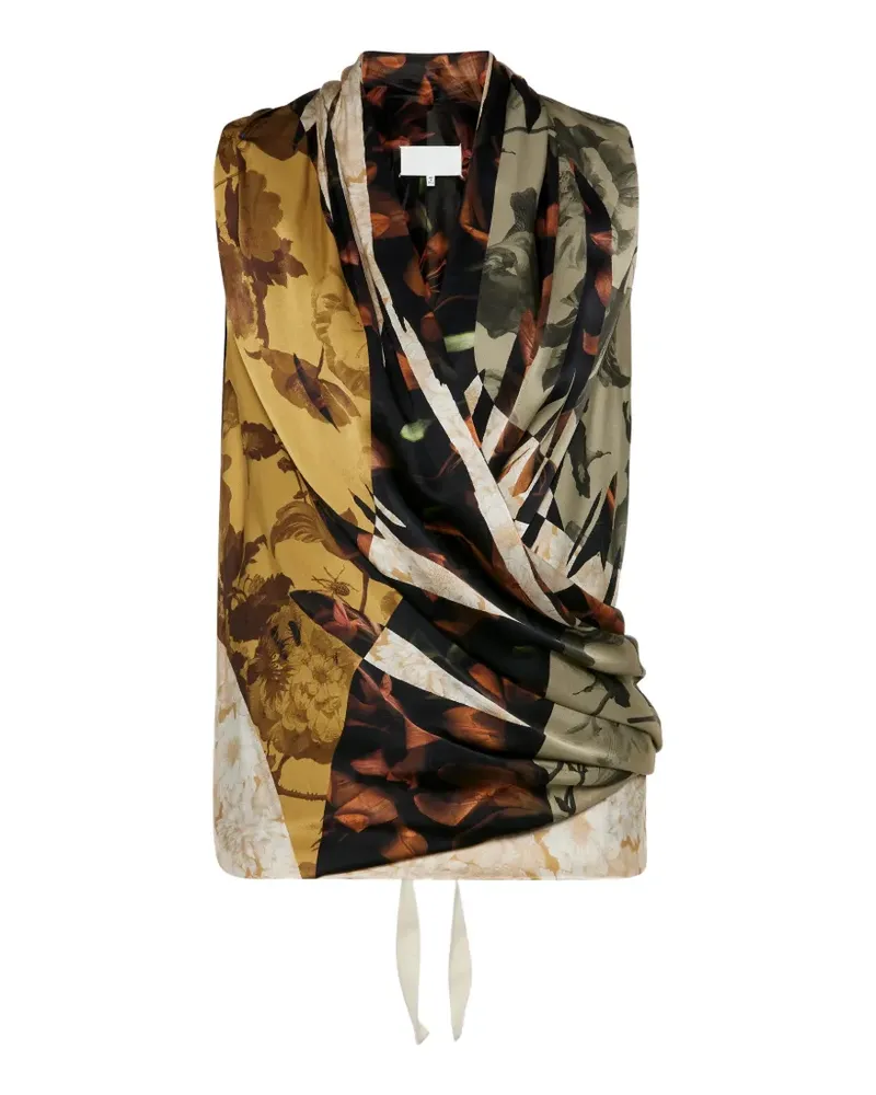 Maison Margiela Drapiertes Seidentop mit Blumen - Gelb Gelb