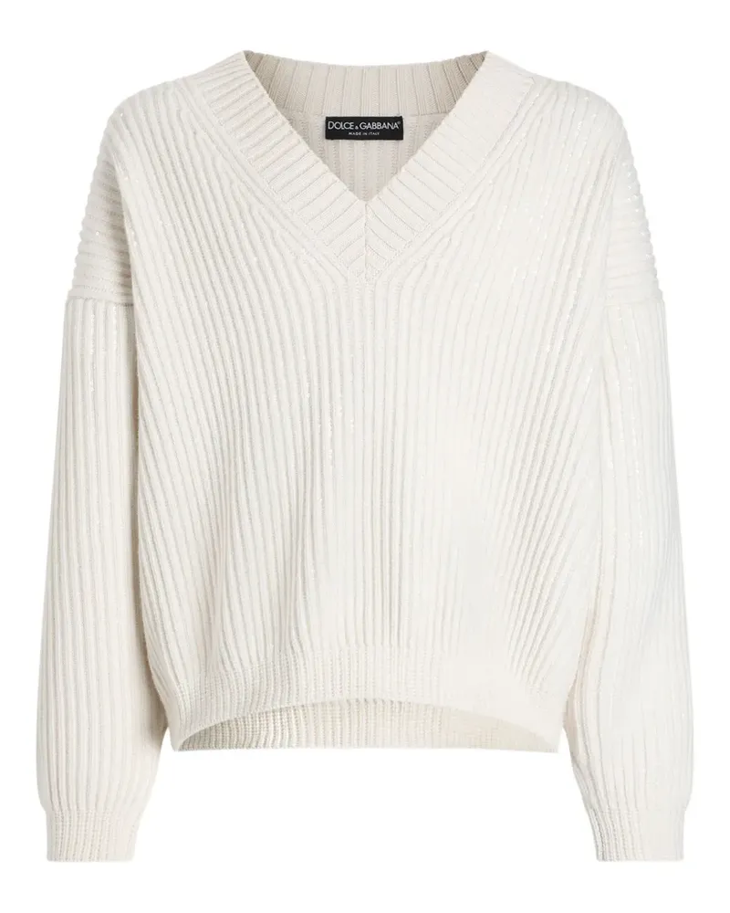 Dolce & Gabbana Pullover mit V-Ausschnitt - Weiß Weiß