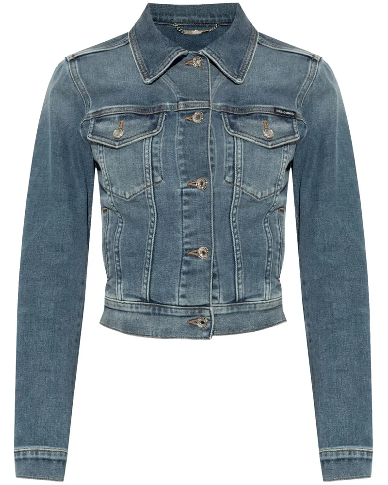 Dolce & Gabbana Jeansjacke mit Logo-Schild - Blau Blau