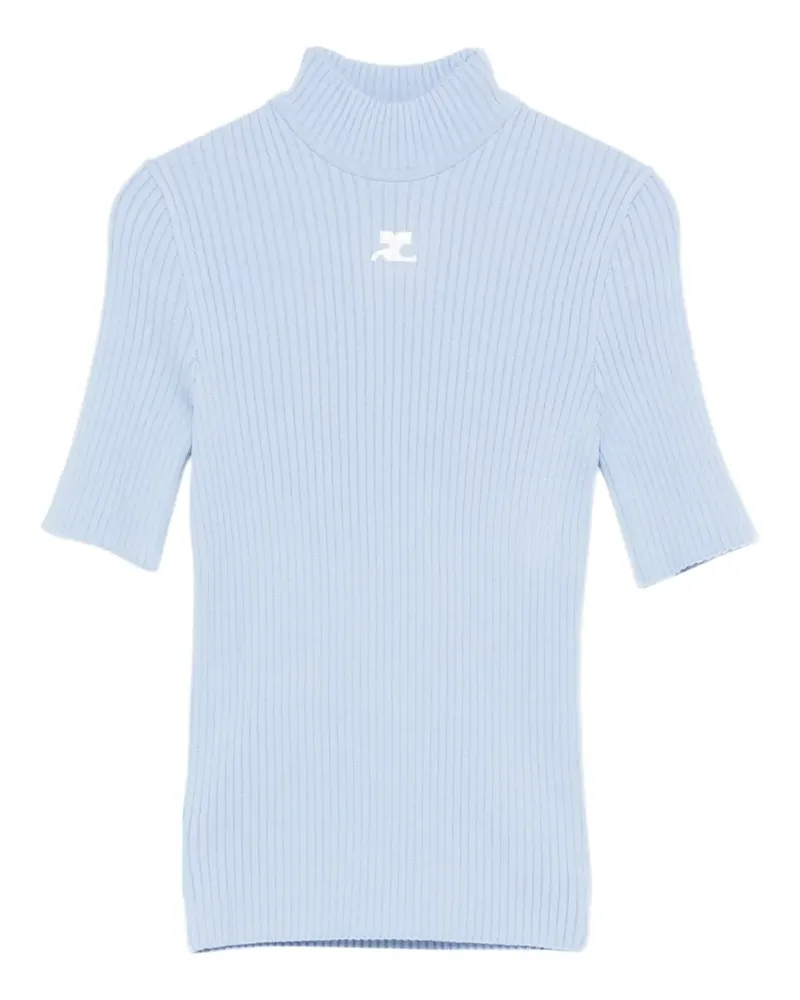 Courrèges ribbed high-neck top - Blau Blau