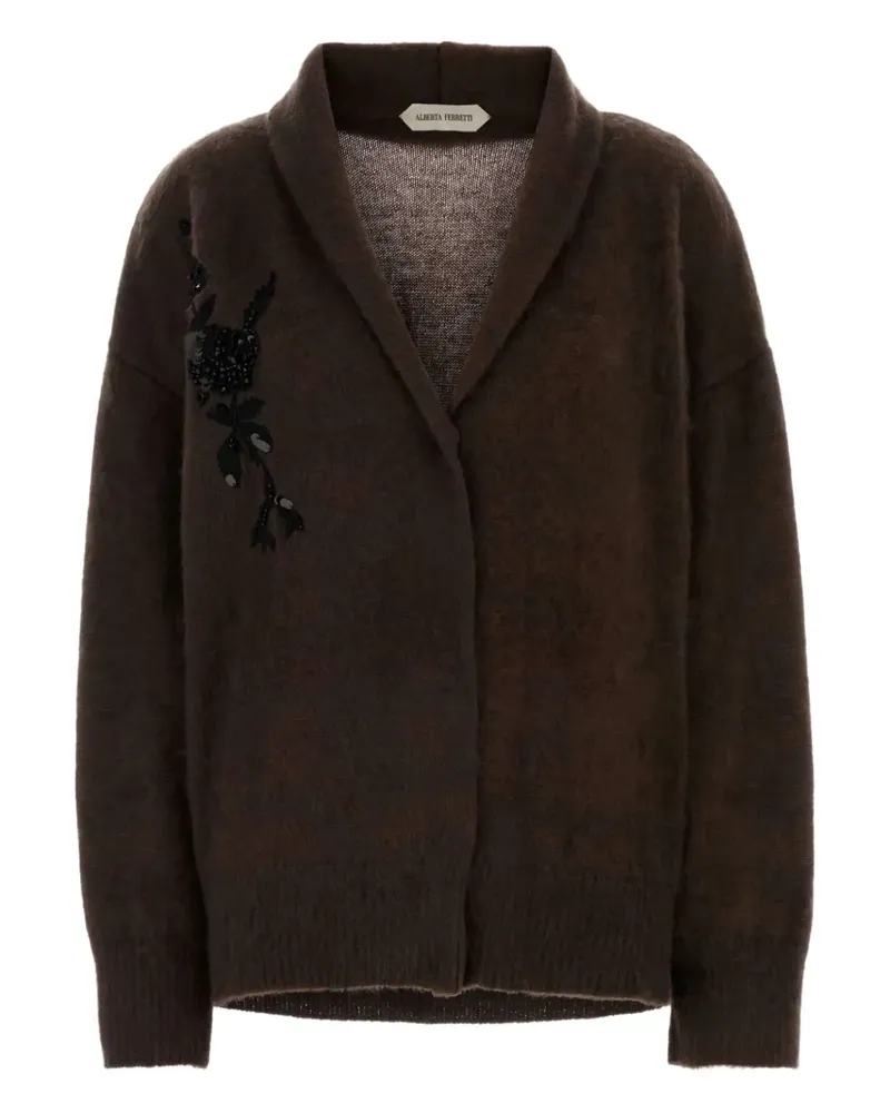Alberta Ferretti Cardigan mit Blumendetail - Braun Braun