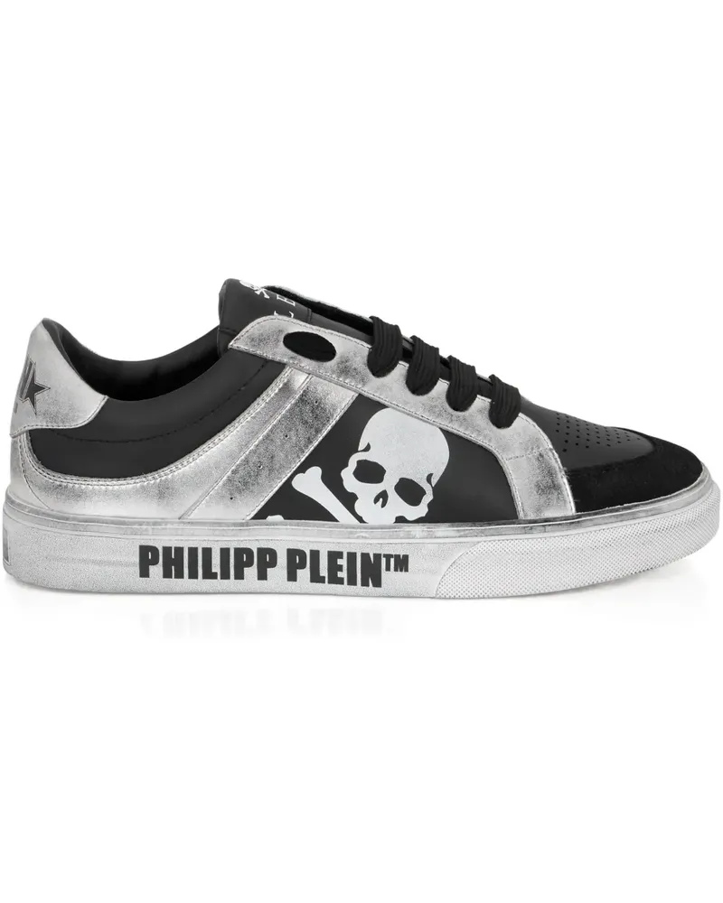 Philipp Plein skull leather trainers - Schwarz Schwarz