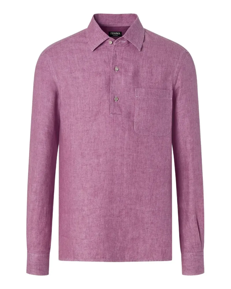 Ermenegildo Zegna Oasi Lino Hemd mit Tasche - Violett Violett