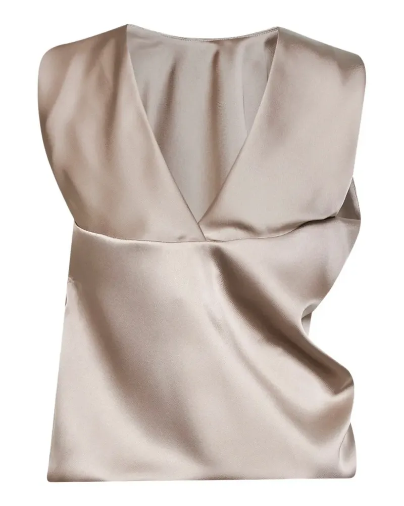 Blanca asymmetric draped top - Nude Nude