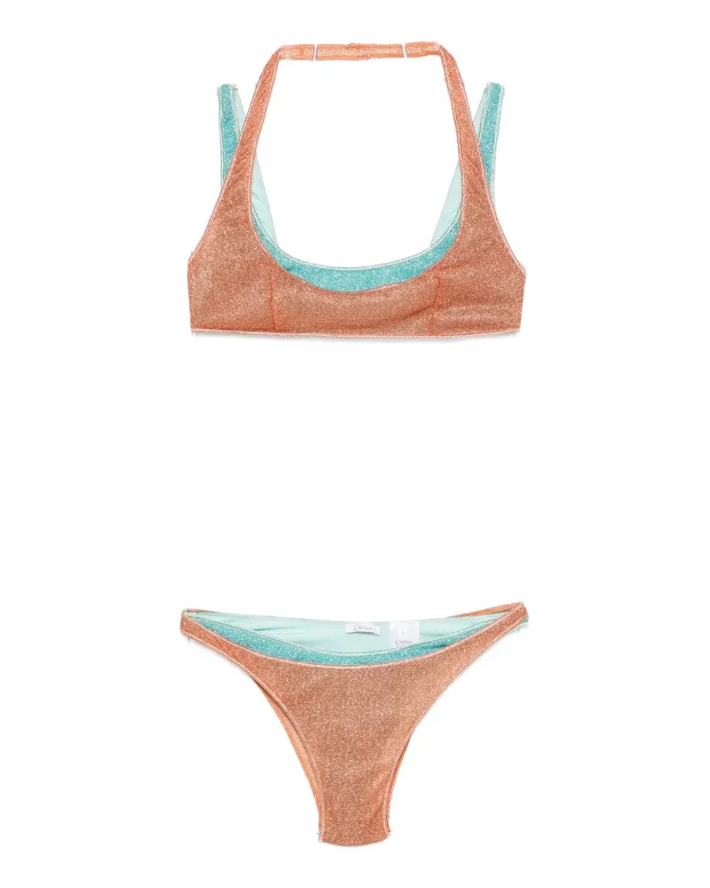 Oséree metallic-effect layered bikini - Orange Orange
