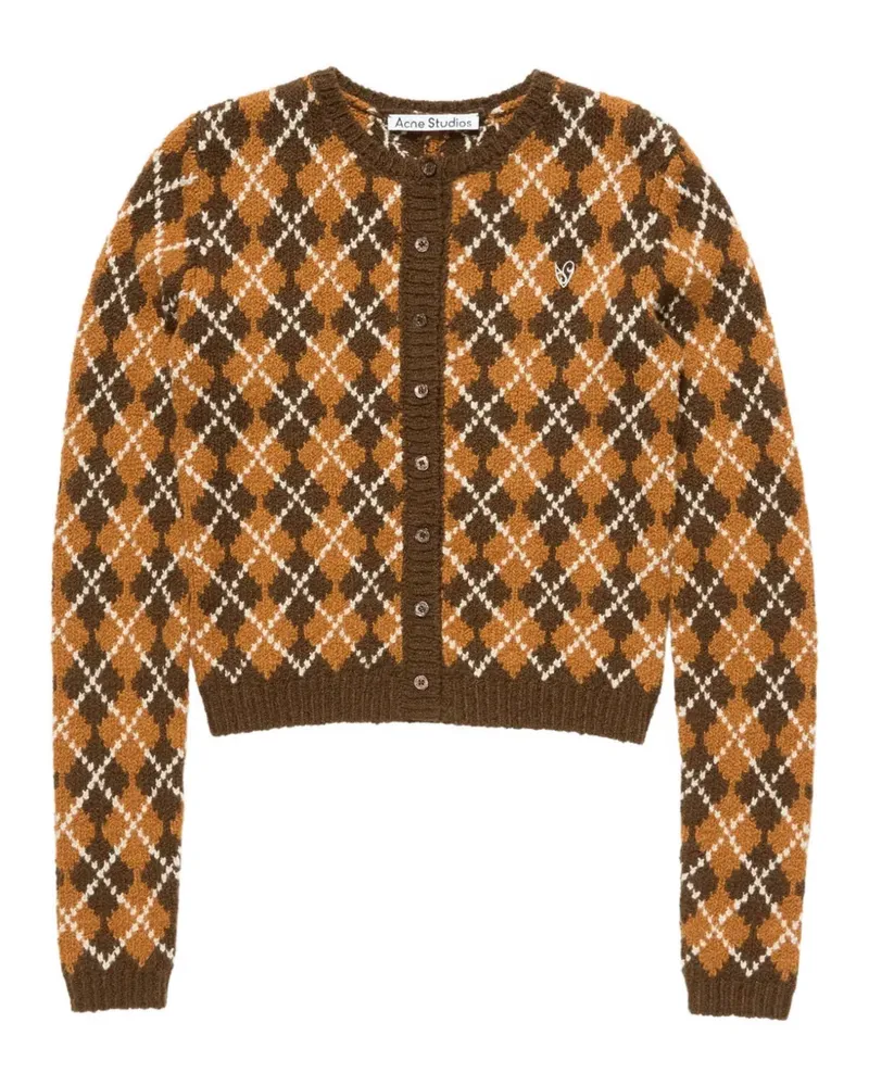 Acne Studios argyle-knit button-up cardigan - Braun Braun