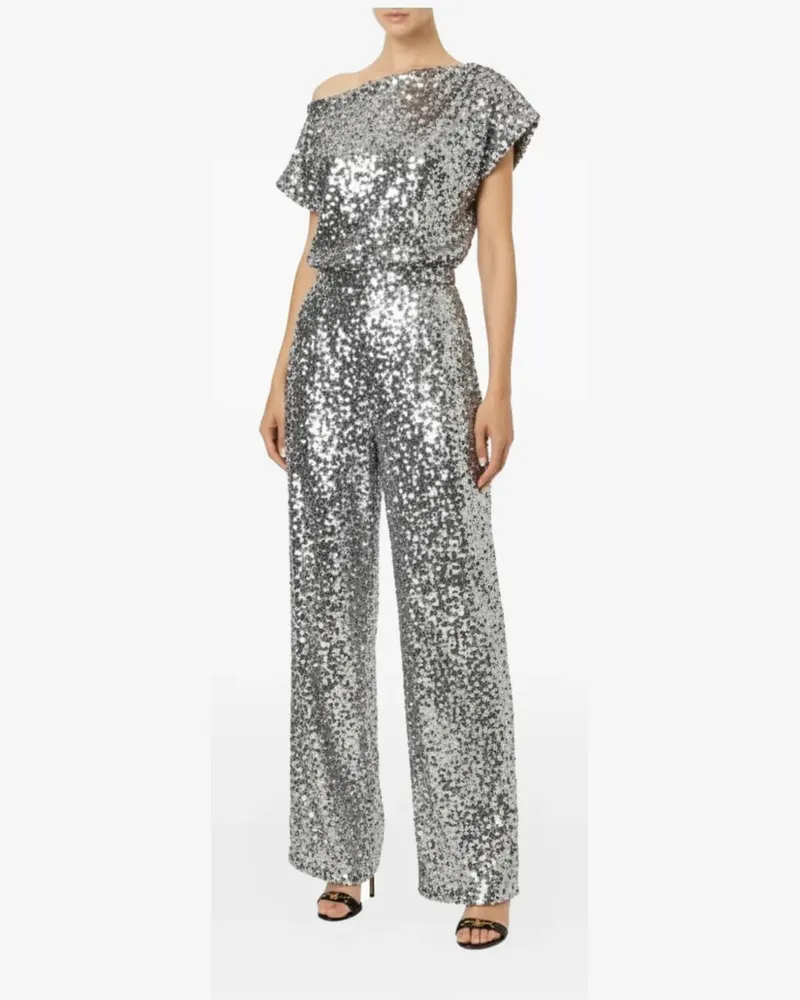 Elisabetta Franchi One-Shoulder-Jumpsuit mit Pailletten - Rot Rot