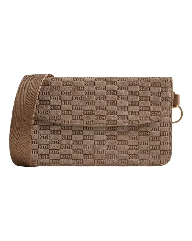 KITH monogram suede cross body bag - Nude Nude