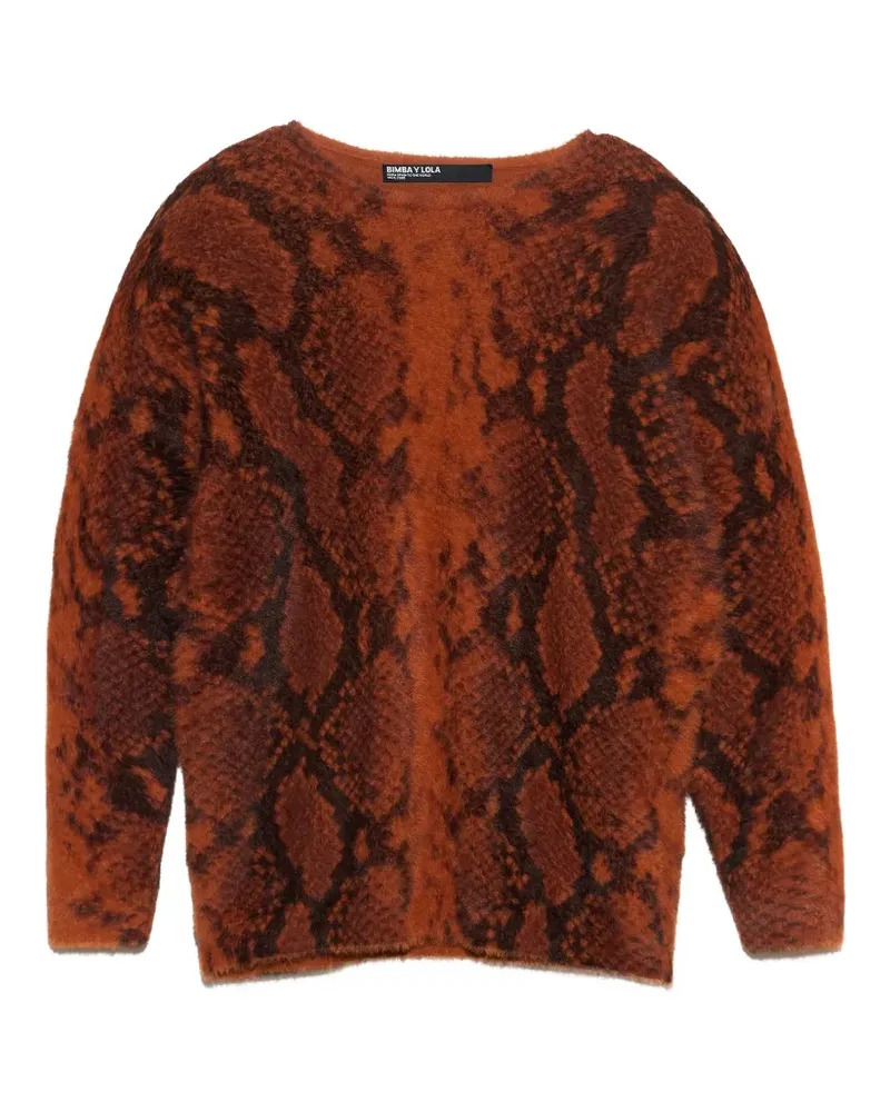 BIMBA Y LOLA Langer Caramel Pullover mit Schlangenfell - Orange Orange