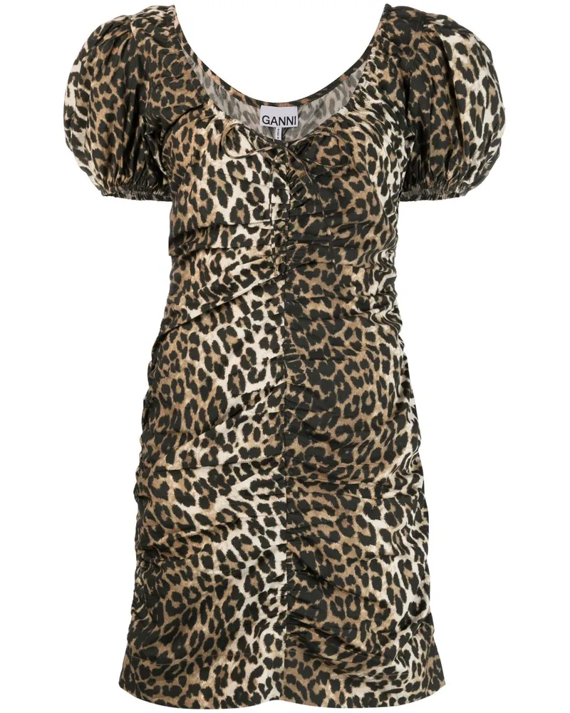 Ganni Kleid mit Leoparden-Print - Braun Braun