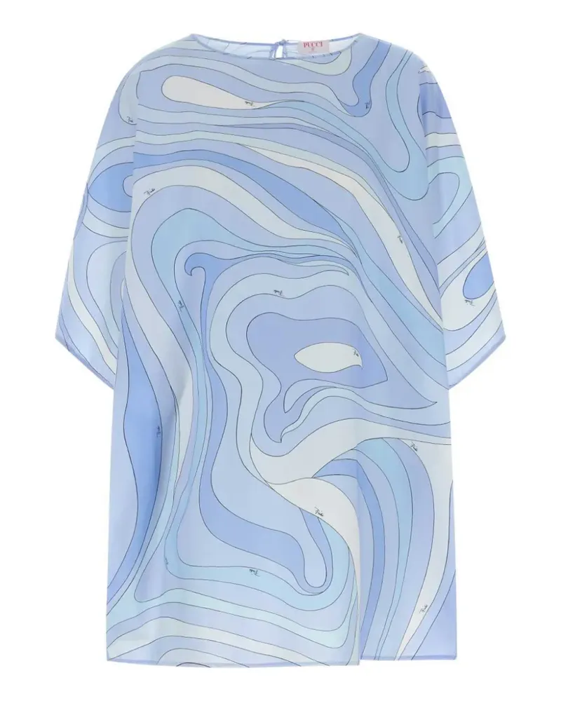Emilio Pucci Popeline-Tunika mit Marmo-Print - Blau Blau
