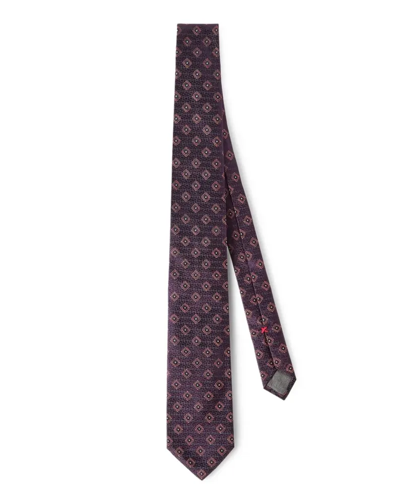 Brunello Cucinelli Seidenkrawatte mit geometrischem Muster - Violett Violett