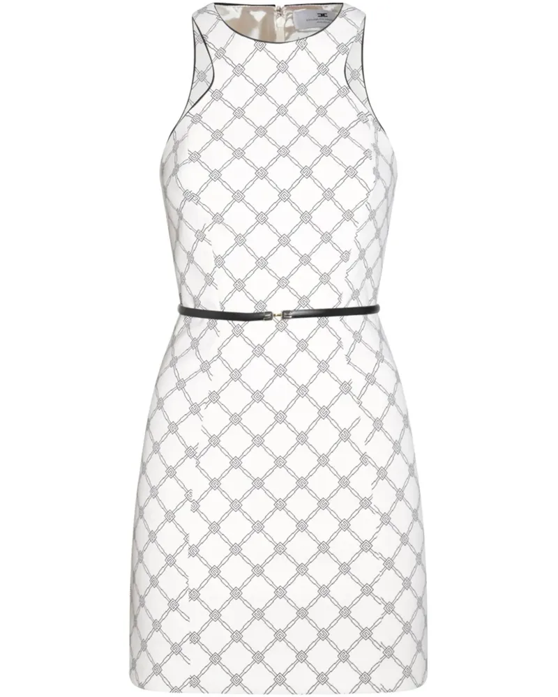 Elisabetta Franchi Krepp-Minikleid mit Rauten-Print - Weiß Weiß