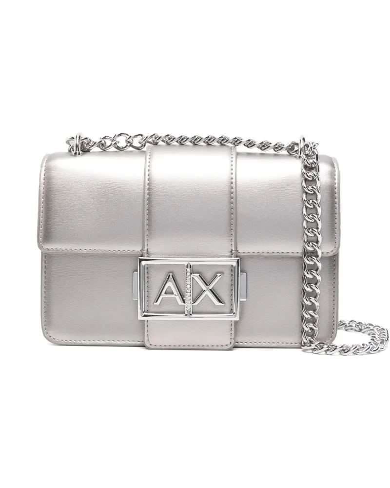 Armani Exchange Umhängetasche mit Logo-Schild - Silber Silber