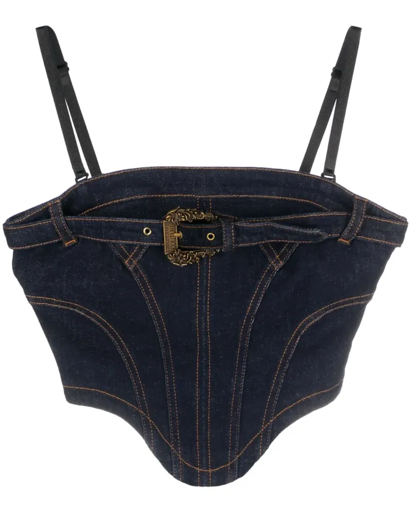 Versace Jeans Cropped-Top mit barocker Schnalle - Blau Blau