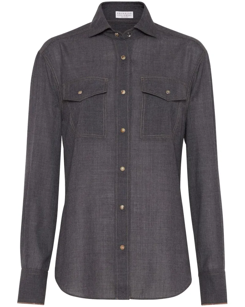 Brunello Cucinelli Hemd mit Monili-Borten - Grau Grau