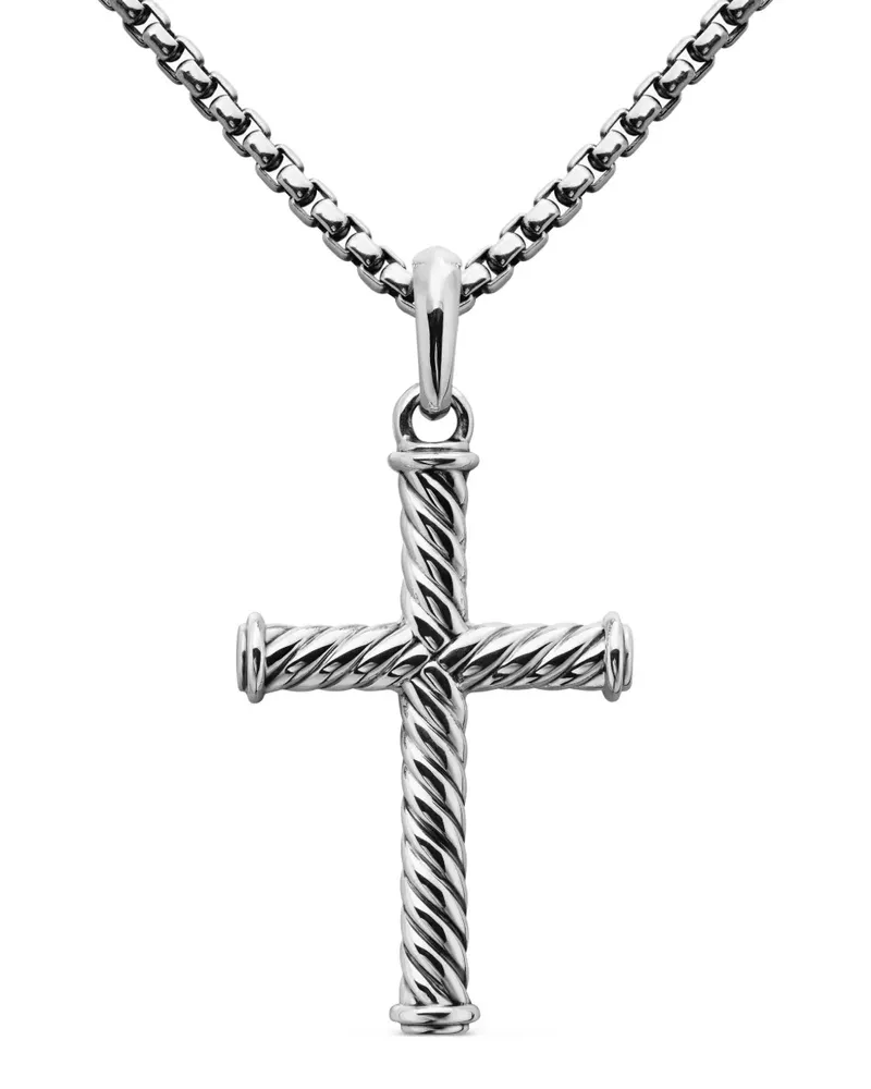 David Yurman Cable Cross Anhänger aus Sterlingsilber 35mm Silber
