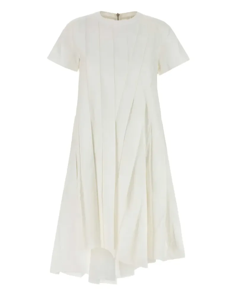 Sacai Plissiertes Kleid mit Kontrasteinsätzen - Weiß Weiß