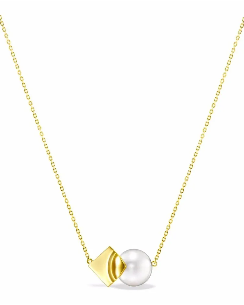 TASAKI 18kt M/G  Square Leaf Gelbgoldanhänger mit Perle Gold