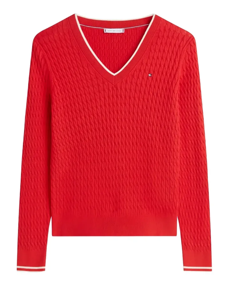 Tommy Hilfiger Pullover mit V-Ausschnitt - Rot Rot