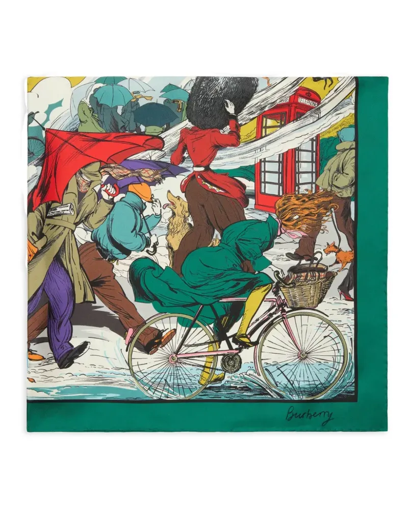 Burberry Raining Cats and Dogs​ silk scarf - Grün Grün