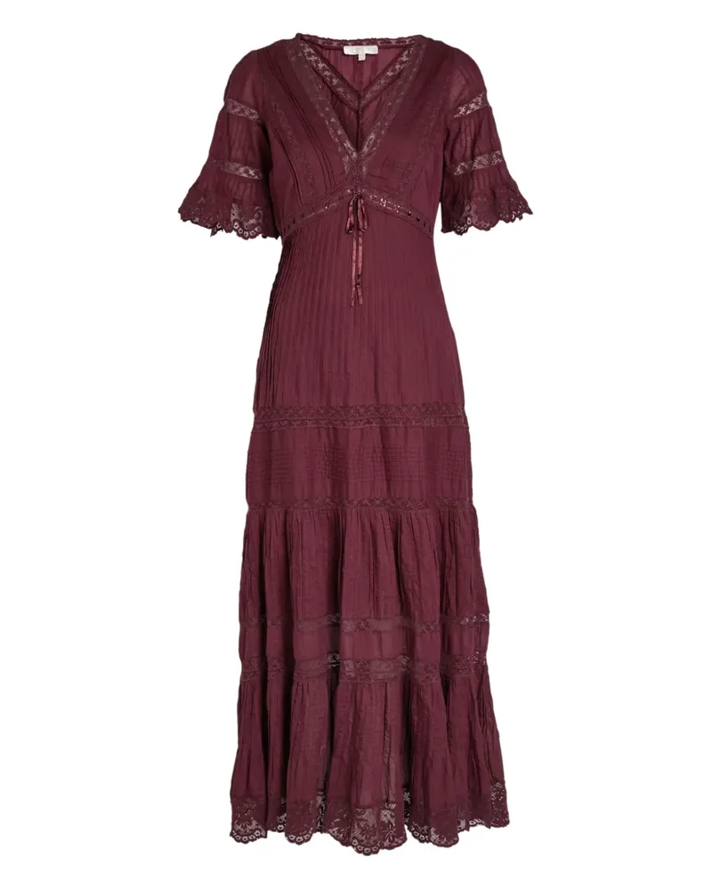 LoveShackFancy Marlowe lace-detail midi dress - Rot Rot
