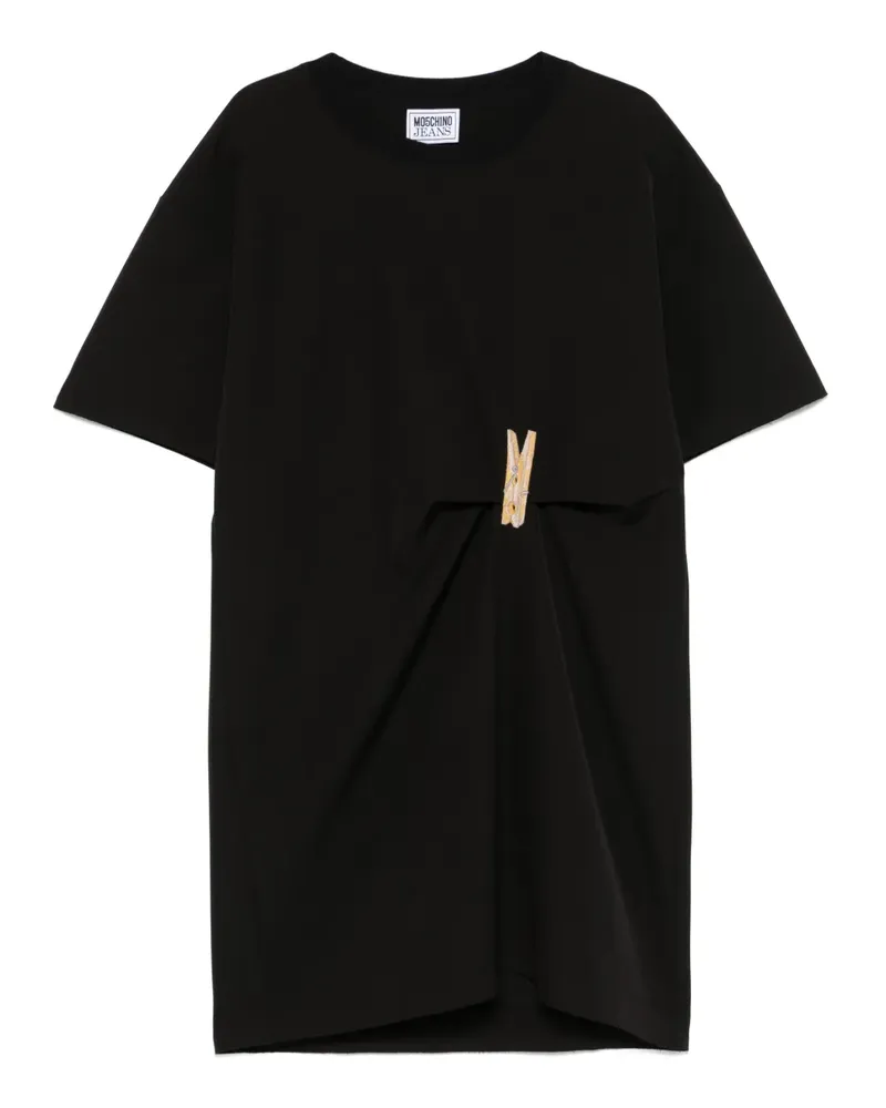 Moschino Midikleid mit Peg-Patch - Schwarz Schwarz
