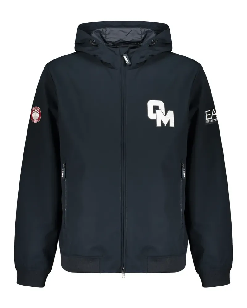 EA7 Kapuzenjacke mit Logo-Patch - Blau Blau