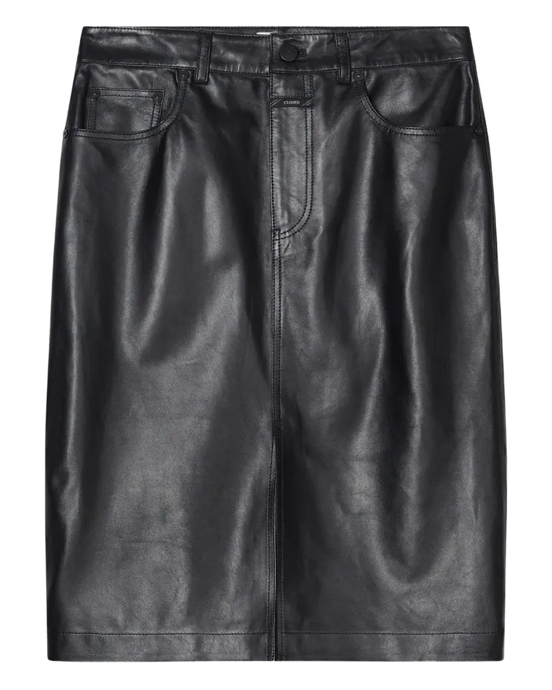 Closed Midirock aus Leder - Schwarz Schwarz