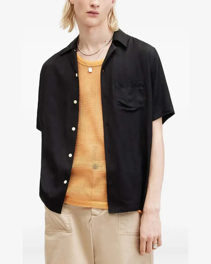 AllSaints embroidered-sun motif shirt - Schwarz Schwarz