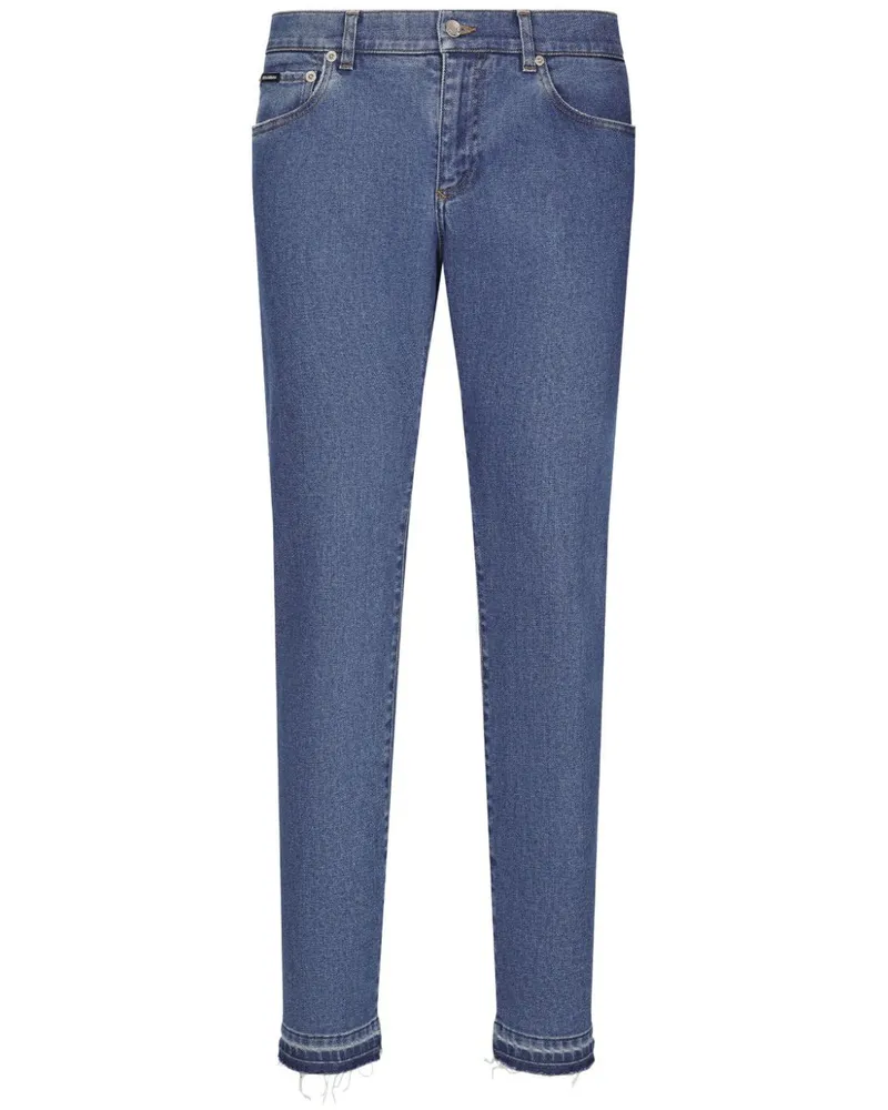 Dolce & Gabbana Slim-Fit-Jeans mit Logo-Patch - Blau Blau