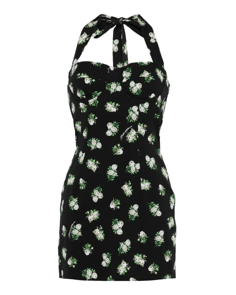 Dolce & Gabbana halterneck floral mini dress - Schwarz Schwarz