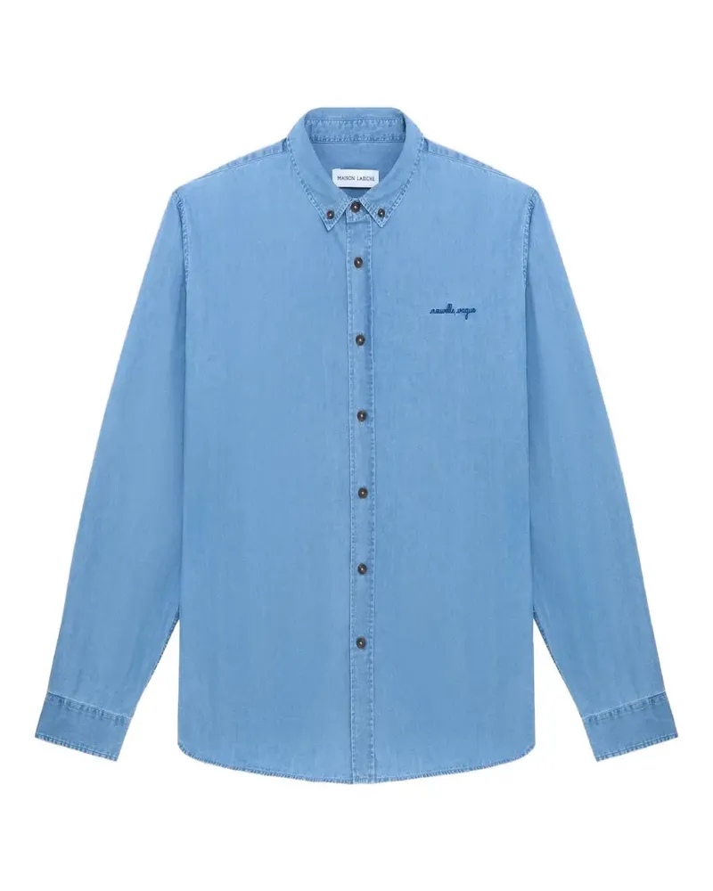 Maison Labiche Chambray-Hemd mit Stickerei - Blau Blau