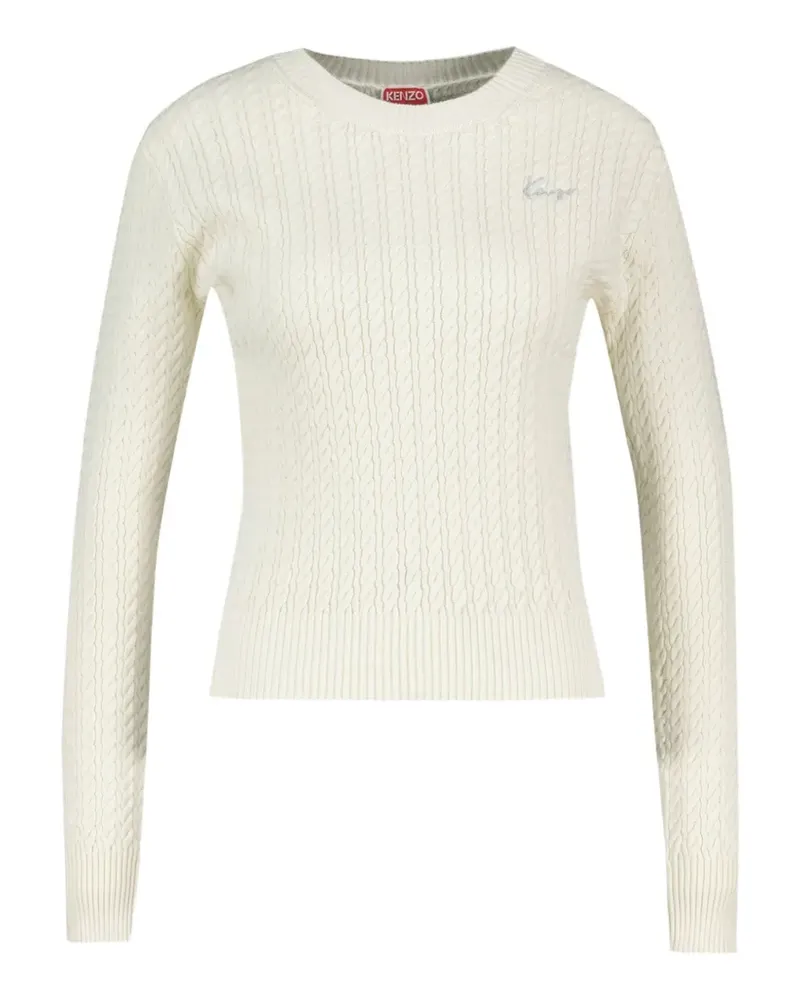 Kenzo Signature-embroidered cable-knit sweater - Nude Nude