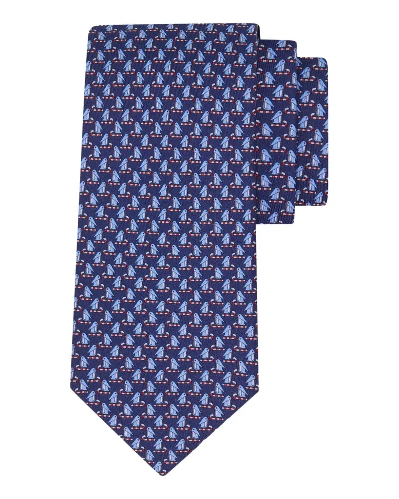 Ferragamo Penguin-print silk tie - Blau Blau