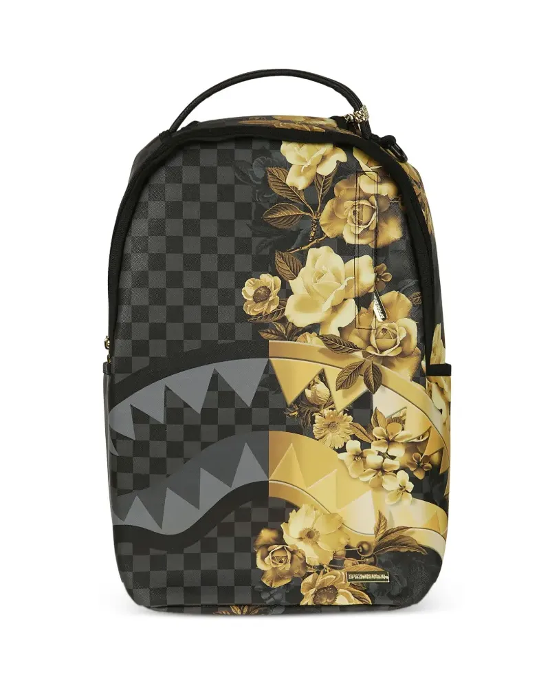 Sprayground floral-print checkered backpack - Schwarz Schwarz