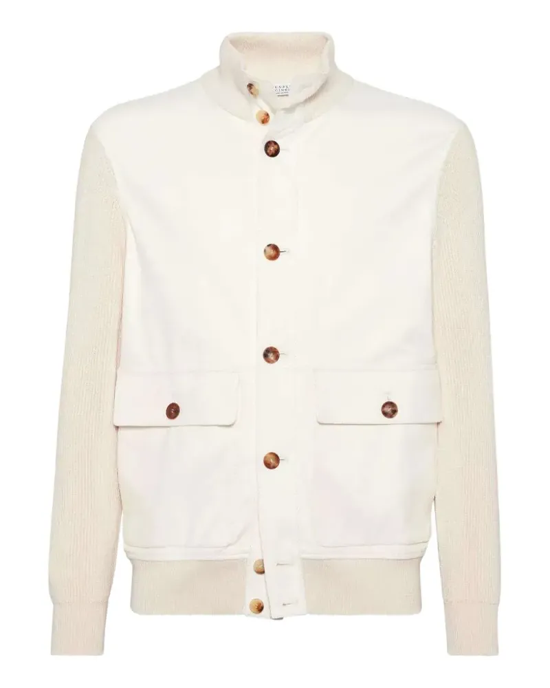 Brunello Cucinelli Cardigan mit Ledereinsätzen - Weiß Weiß