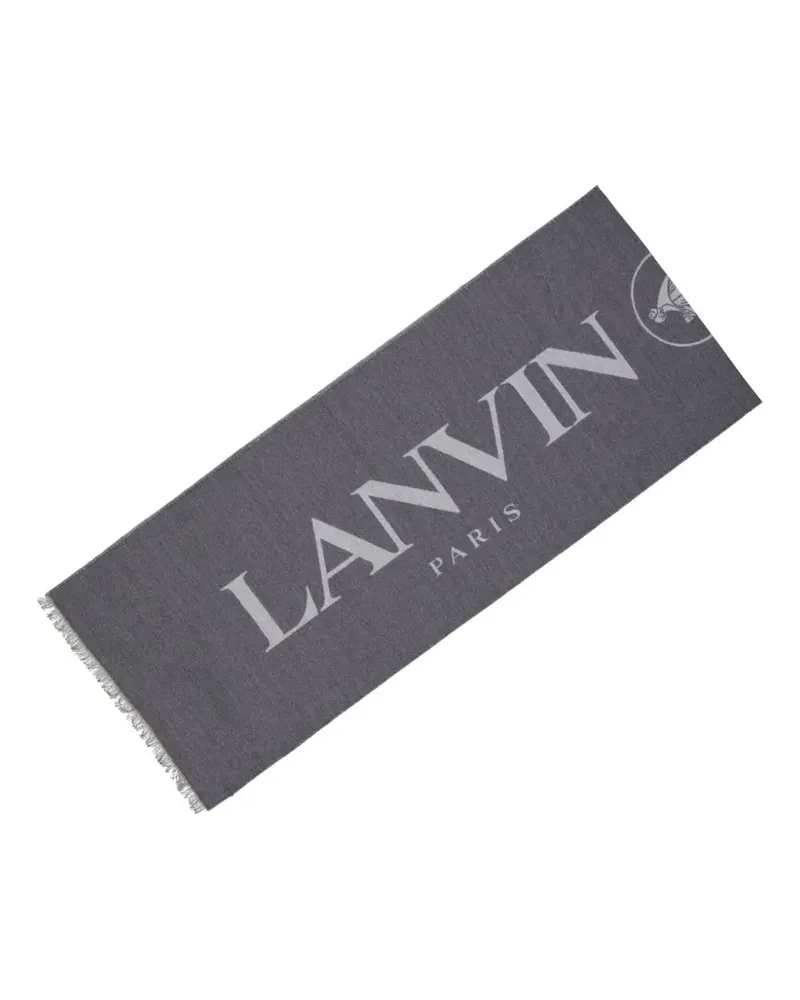 Lanvin logo-print silk scarf - Grau Grau