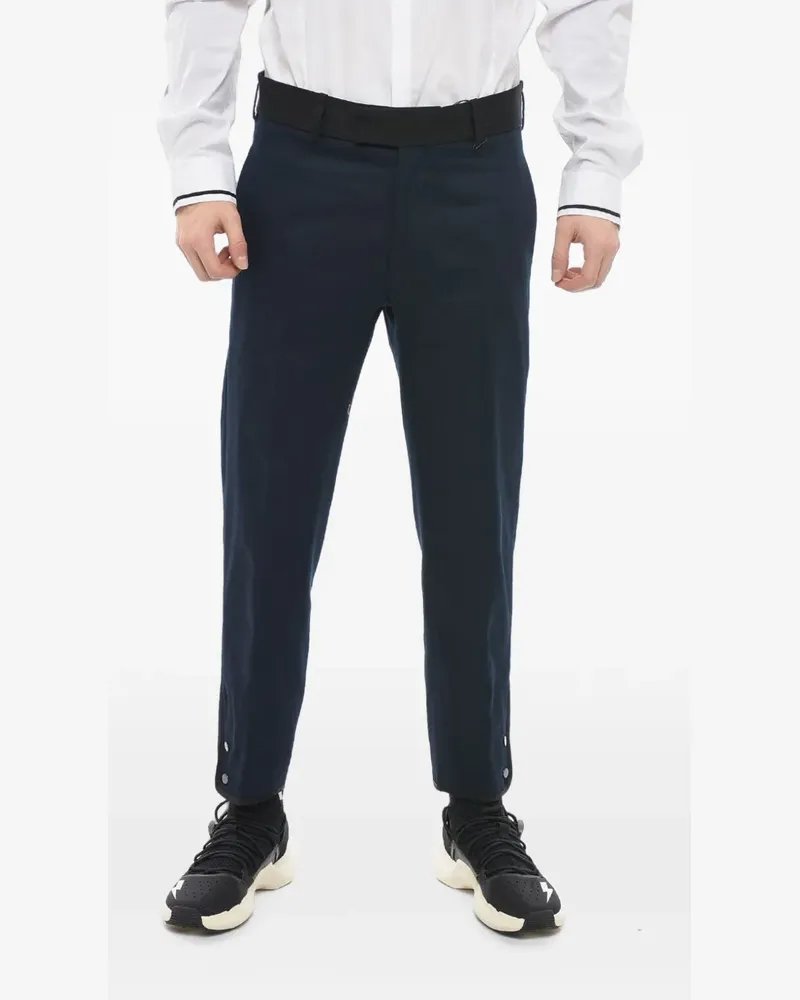 Neil Barrett contrast-edging ankle-button trousers - Blau Blau