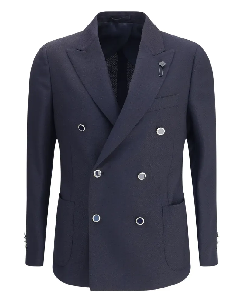 LARDINI Sakko mit Fischgrätenmuster - Blau Blau