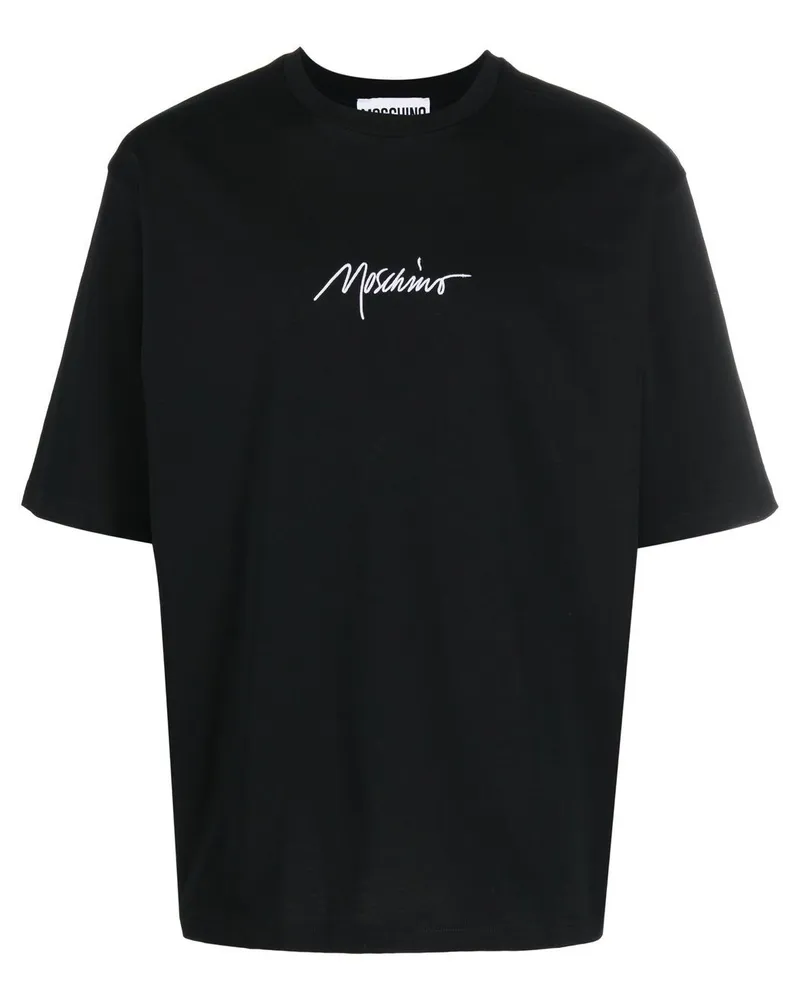 Moschino Besticktes T-Shirt aus Bio-Baumwolle - Schwarz Schwarz