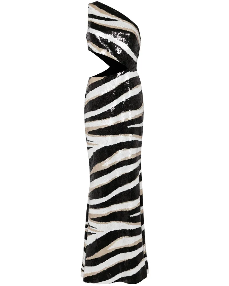 Elie Saab Asymmetrisches Paillettenkleid - Schwarz Schwarz