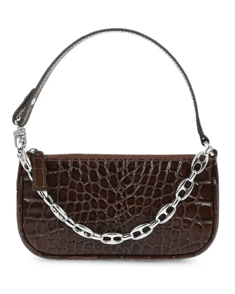 by FAR mini Rachel crocodile-effect shoulder bag - Braun Braun