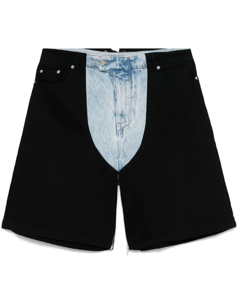 Thierry Mugler Jeans-Shorts mit Schnürung - Schwarz Schwarz